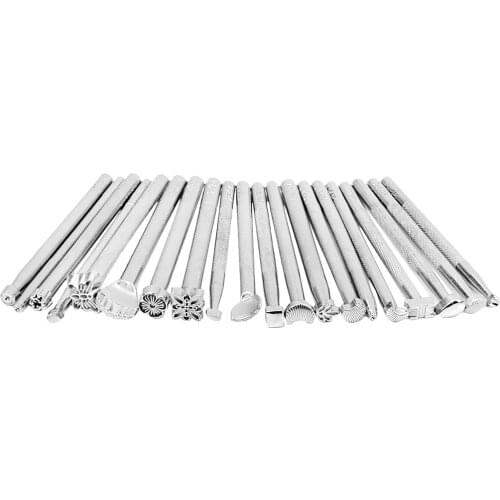 20 Pack Leather Working Saddle Making Tools Leather Craft Stamp Set for DIY Handmade Art Crafts, Silver