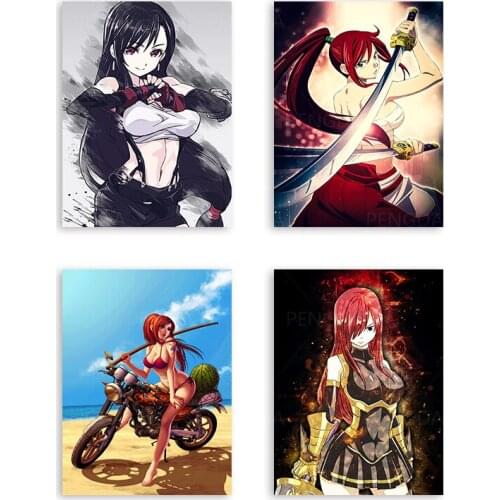 Canvas HD Prints Painting Anime Girl Japan Wall Art Poster Cool Fight Modern Home Cute Decor Modular Pictures For Living Room