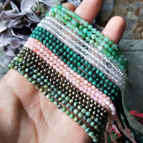 Loose beads pink opal /jade/turquoise/topaz round faceted 3mm 15" for DIY jewelry making FPPJ wholesale beads nature gem stone