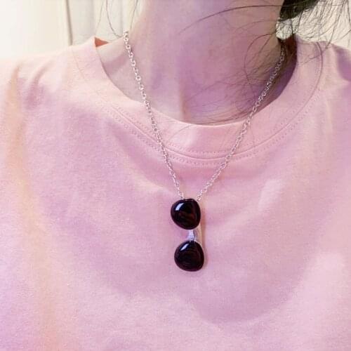 Minimalist New Fashion Style Sunglass Pendant Necklaces Punk Hiphop Sunglasses Chain Necklace for Women Jewelry Girls Party Gift