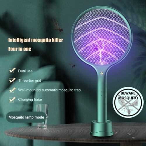 3 in 1 Electric Mosquito Racket Swatter USB Rechargeable 3 Mode Insect Trap Mosquito Swatter Kill Fly Bug Zapper Killer Trap