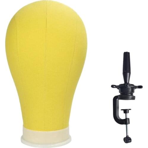 Tabletop Canvas Wigs Hats Jewelry Display Mannequin Manikin w/ Clamp Set 21inch