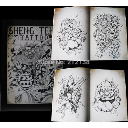 Newest Tattoos Pictured by God Monkey Dragon Snake-like Worship Crane Full Back Flower Arm Traditional Pattern tattoo book A4