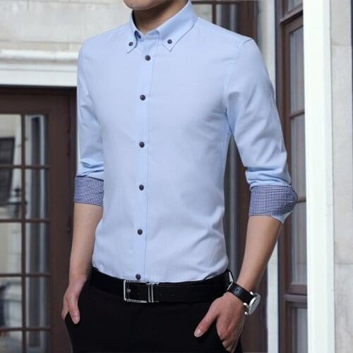 2020 New Mens Pure Cotton Shirt Slim Fit Fashion Long Sleeve Casual Business Shirts Men Dress Shirts High Quality Man Clothing