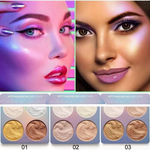 2021 New Women 4 Colors Highlighter Powder Glitter Palette Makeup Glow Face Contour Shimmer Illuminator Highlight Cosmetics