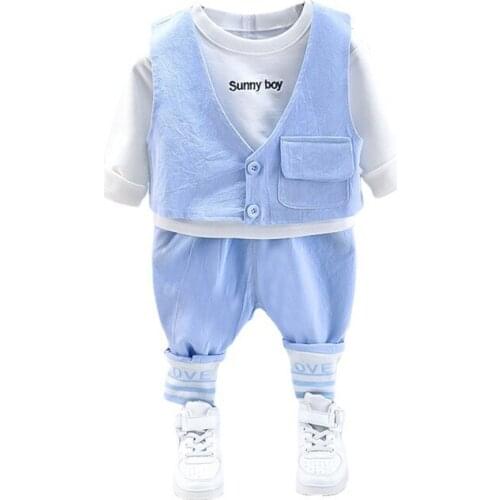 New Spring Autumn Baby Boys Clothes Fashion Children Cotton Vest T-Shirt Pants 3Pcs/Sets Toddler Casual Costume Kids Tracksuits