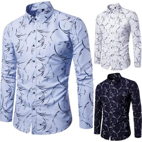 2021 C16 Spring New Korean Slim Printed Shirt Mens Fashion Trend Printed Jacket Youth Casual Handsome mens shirts