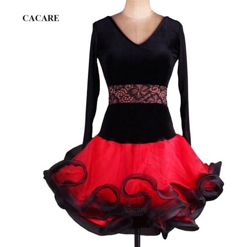Latin Dance Competition Dresses Latin Dance Dress Women Flapper Dress Samba CHEAP D0485 Velvet Fluffy Hem Net Sleeve