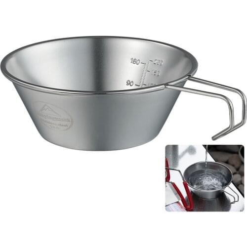 Portable Stainless Steel Rice Bowl Sauce Pan Soup Porridge Steak Pot Foldable Handle Camping Picnic Cookware