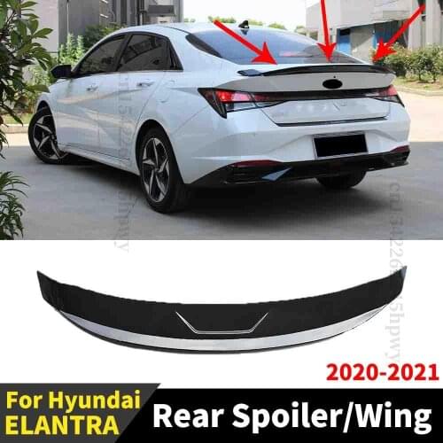 Carbon Fiber Splitter Diffuser Body Kit Roof Rear Spoiler Wing Trunk Spoiler Refit Sport Boot Lip For Hyundai Elantra 2020 2021