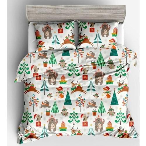 Christmas Bedding Set Cartoon Animals Cute Soft Duvet Cover For Kids King Queen Twin Full Single Double Unique Design Bed Set