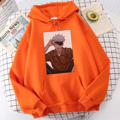 Spring 2021 Fleece Hooded Jujutsu Kaisen Gojo Satoru Hoodies Mens Hip Hop Casual Sweatshirts Fashion Japan Anime Men Hoodie
