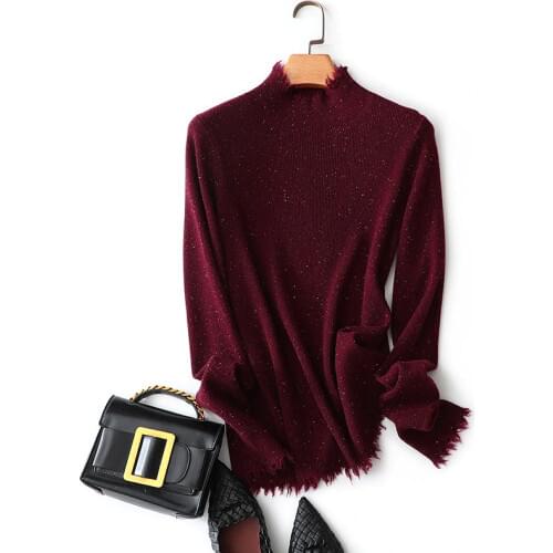 Slim Turtelneck Sweater Tassel High Street 100% Cashmere Womens Knit Pullover Autumn Winter Winter Tops for Women 2020