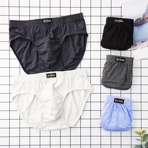 5 Pcs Sexy Underwear Men Briefs 100% Cotton Panties Breathable Cuecas Soft Underpants Brief Plus Size U Convex Pouch Slip Homme