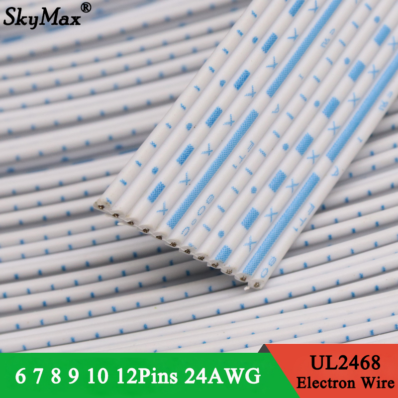 UL2468 24AWG Electron Wiring 6 7 9 10 12 Pins Extended Power Connect Cable PVC Insulated Copper Line Blue White Multiple Cores
