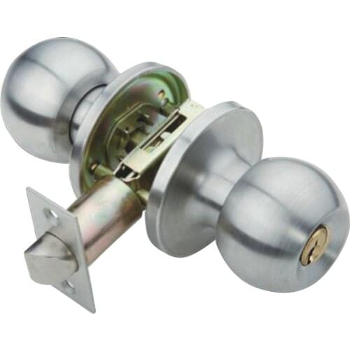 Indoor Keyed Entry Brushed Round Door Lock Door Bathroom Internal Door Knobs Handle Entrance Passage Lock with Keys