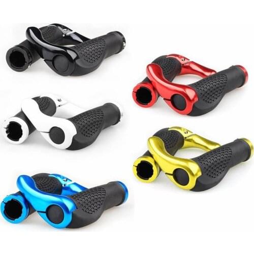 Bicycle Grip Handlebar End Caps Aluminium Alloy Lock Mountain Handle Bar Grip Bike Anti-Skid Rubber Bicycle Skid-Proof Grips