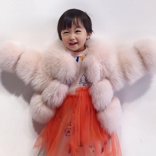 YOLOAgain Little Girl Kids Womens Real Fox Fur Jacket Coat