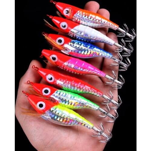 1PCS Laser Bionic shrimp lure 9G 10CM Squid Jig Hard Bait Sea Fishing Lure Cuttlefish Squid Hook Shrimp Cuttlefish