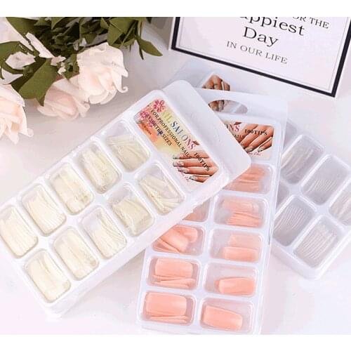 100pcs Natural Color French False Nail Tips Transparent Artificial Fake Nails Art Acrylic Manicure Tools