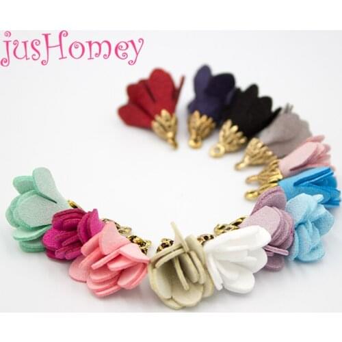 20PCS Mixed Colors Suede Petal Tassel 25mm Faux Leather Drop Tassel w/ Bronze Cap for Dangle Earring, DIY Craft, Jewelry Making