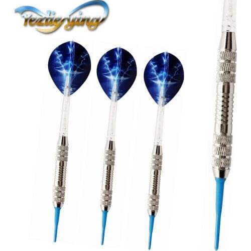 3 Pieces / Set of 18g Brass Barrel Professional Electronic Soft tip Darts Blue Transparent Rod Indoor Professional Darts Game