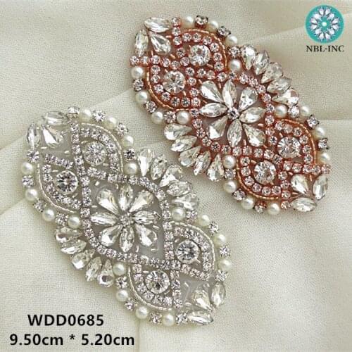 30pcs) Beaded pearl rhinestone applique accessory DIY iron on sew on for dresses headband WDD0685