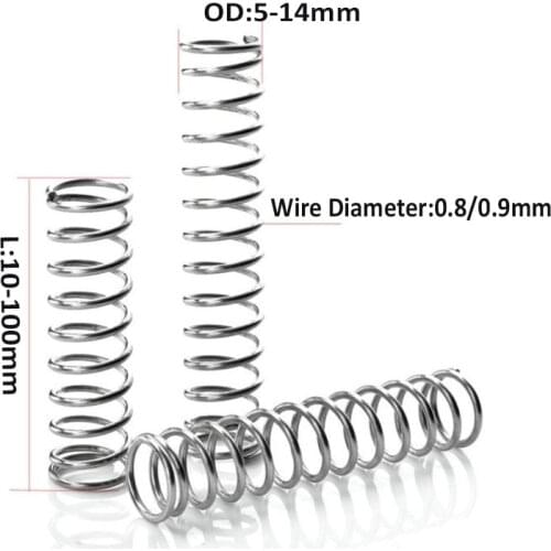 5Pcs Compression Springs Zinc-plated Springs Y-shaped Compression Spring Wire Dia 0.8mm 0.9mm OD 5-14mm L10-100mm
