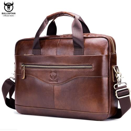 Brand Men Briefcase Soft Real Cow Leather Business Office Laptop Handbag Male Travel Multifunction Shoulder Crossbody Bags Totes