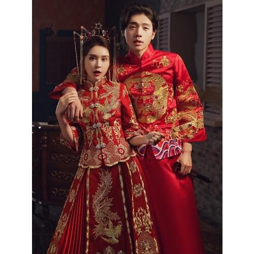 FZSLCYIYI Suzhou Embroidery Wedding Dress Traditional Chinese wedding dress bride Hanfu men women suit wedding Marrid dress