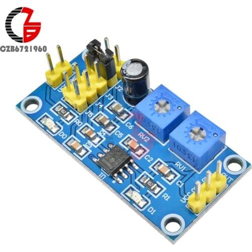 NE555 Pulse Generator DC 5V 5 Band 0.6Hz-180KHz Signal Generator Square Wave Adjustable Duty Cycle with LED Indicator