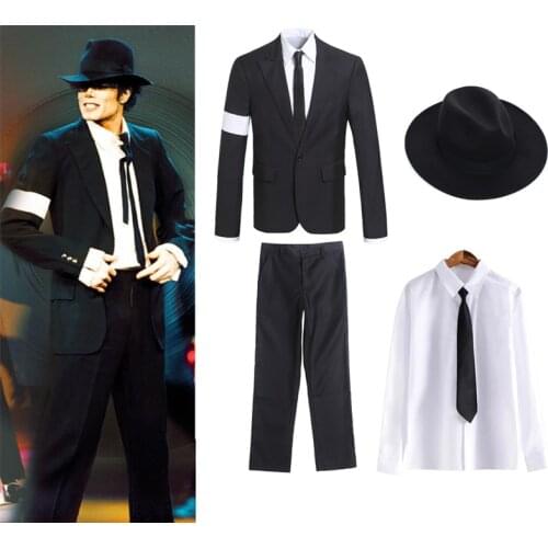 Good quality Michael Jackson Dangerous Modern suit necktie Cosplay Mechanical dance Hip hop Stage costume coat Jacket glove