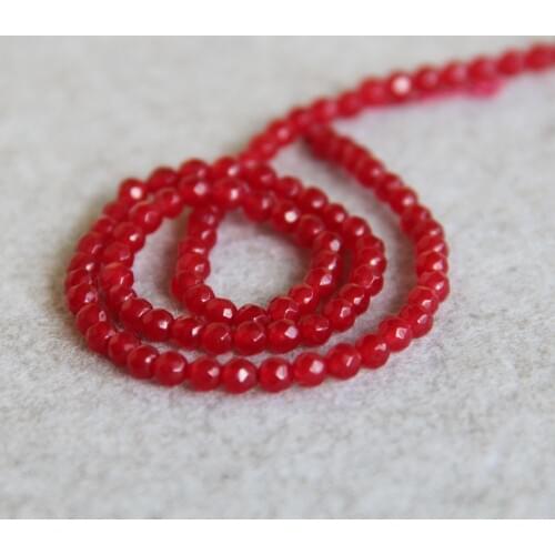 Min Order1)4mm Fashion Natural Red Chalcedony Beads Round Faceted Stone Loose DIY Beads 15inch Jewelry Making Design Wholesale