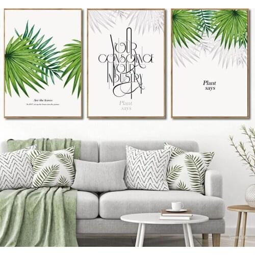 Natural Green Leaves Wall Art Canvas Painting Style Plant Nordic Posters and Prints Decorative Picture Modern artwork Wall Decor