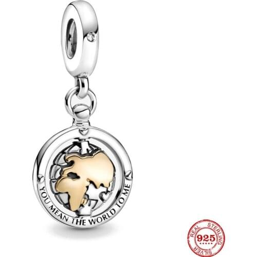 New Original European Spinning World Dangle Charm Fit European Pandora Charms Bracelet Bangles Jewelry P212