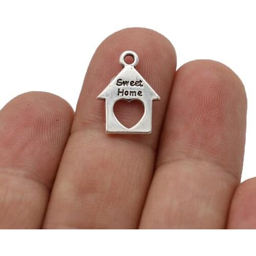 Bulk designer Sweet Home charms for jewelry making diy crafts handmade bracelet earrings necklace women retro pendant 17x13mm