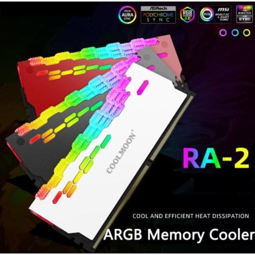 COOLMOON RA-2 RAM Heatsink Cooler ARGB Colorful Flashing PC Memory Bank Cooling Radiator For PC Desktop Computer Accessories New