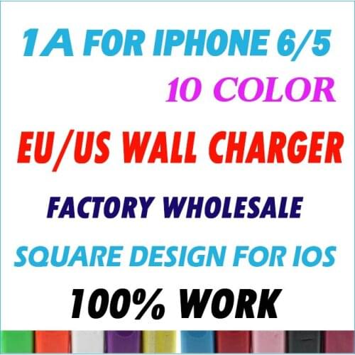 Wholesale For Iphone 5 5S 6 US Plug USB Travel 1000mAh AC Power Wall charger Adapter Charger for Mobile Phones and iPod 500pcs