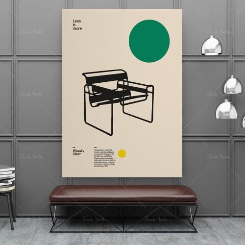 Prints and Poster Wassily Chair Marcel Breuer Minimal Furniture Bauhaus Design Wall Art for Office Home Decor