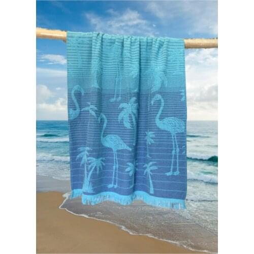 Unisex Turquoise Peştamal Flamingo Pattern Beach Towel 412389