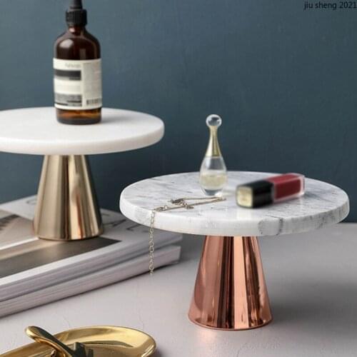 European Style Marbled Cake Stand Gray/white Jewelry Cosmetics Tall Tray Family Afternoon Tea Dessert Cake Stand Home Decoration