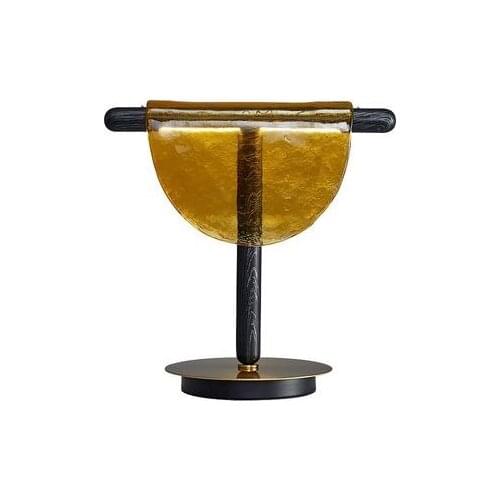 Post-modern minimalist wood grain glass table lamp Nordic designer luxury creative living room bedroom bedside B&B table lamp