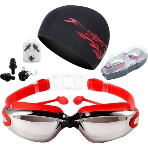 Professional Swimming Goggles Silicone Anti-fog UV Multicolor Swimming Glasses With Earplug For Men Women Water Sports Eyewear