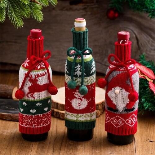 Vacclo Christmas Wine Bottle Cover Merry Christmas Decor For Home Navidad Noel Christmas Ornaments Xmas Gift Happy New Year 2022