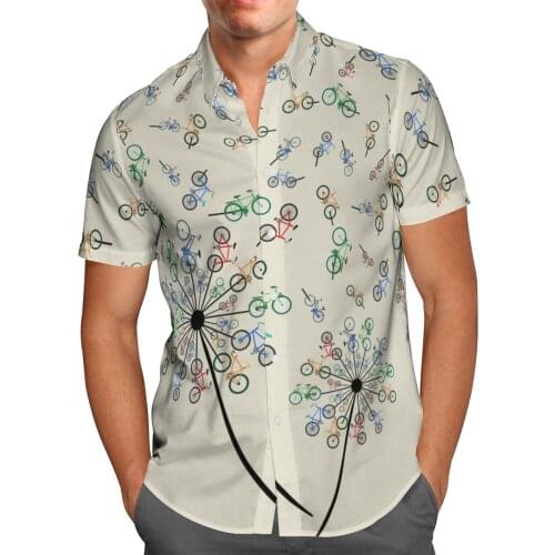 Vintage Bicycle Anime Shirt 3D Hawaiian Shirt Men Summer Fashion Short Sleeve Shirts Oversized Chemise Homme Camisa Masculina