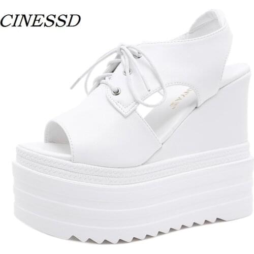 Korean-Style Platform Elevator Peep-Toe Sandals Roman Sequins 2020 Summer New Waterproof Platform Ultra-High Heel Womens Shoes