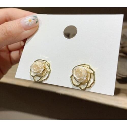 Stud Earrings for Women Earrings Flower Earrings Resin Hollow Shell Rose Jewelry Accessories Wholesale