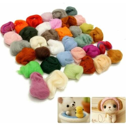 108g Mix 36 Colors Merino Felting Wool Tops Soft Roving Wool Fibre for Needle Felting & Wet Felting DIY Doll Needlework