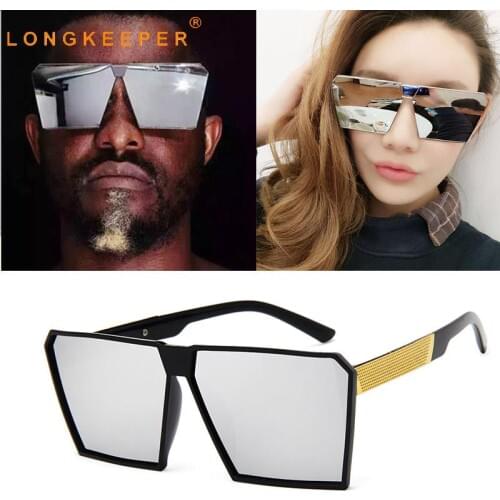LongKeeper Big Square Sunglasses Women Men Oversized Mirror Fashion Sun Glasses Summer Vintage Eyewear Travel Gafas UV400
