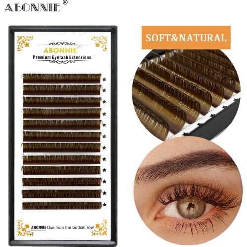Abonnie Dark Brown Individual Eyelash Extension premium false eyelashes 8-15mm mink lashes for beauty makeup